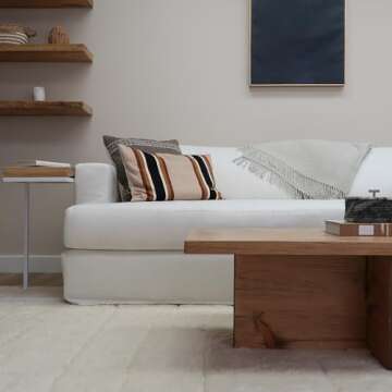 Urbandi Solid Wood Coffee Table with Cross Base Legs, Rustic, Modern, Living Room, Bedroom, Made in USA (Aged Oak, 36Wx18Dx15H)