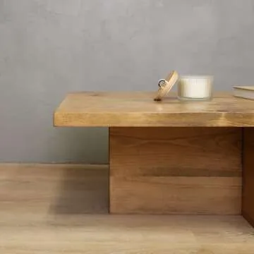Urbandi Solid Wood Coffee Table with Cross Base Crafted for Elegance