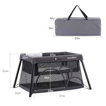 Pamo babe Travel Crib - Lightweight Baby Playpen with Bassinet, Portable Mini Playard