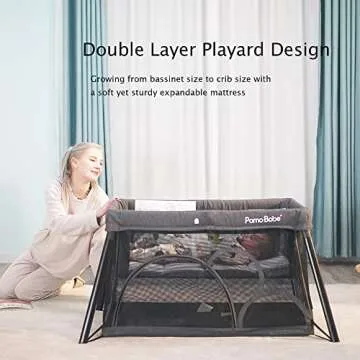 Pamo babe Travel Crib - Lightweight Baby Playpen with Bassinet, Portable Mini Playard