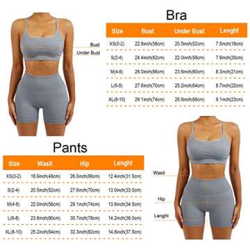SUUKSESS Women Seamless 2 piece Workout Sets Strappy Padded Sports Bra Booty High Waisted Shorts Outfits (Grey Blue,S)