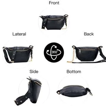 Crossbody Shoulder Bags for Women, Tassel Chest Purses Fanny Packs Belt Bag, Fashion Waist Packs Small Sling Bag with 2 Adjustable Strap for Travel Sport Workout Running Casual (Black)