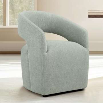 KISLOT Upholstered Dining Chairs with Casters No Assembly Modern Barrel Armchair with Rollers for Di...