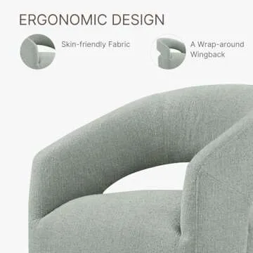 KISLOT Upholstered Dining Chairs with Casters No Assembly Modern Barrel Armchair with Rollers for Diningroom Bedroom Livingroom Reading Room