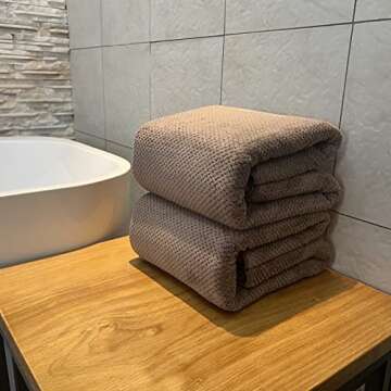 YTYC Towels,39x78 Inch Oversized Bath Sheets Towels for Adults Luxury Bath Towels Extra Large Sets for Bathroom Super Soft Highly Absorbent Microfiber Shower Towels 80% Polyester (Brown,2 Piece)