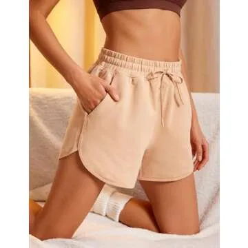 CRZ YOGA Women's Casual Sweat Shorts - 3.5'' Athletic Summer Comfy Cotton for Lounge Gym Jersey with Pockets Gully Medium