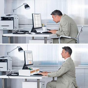 Stylish White Computer Monitor Stand with Drawers for Organizing