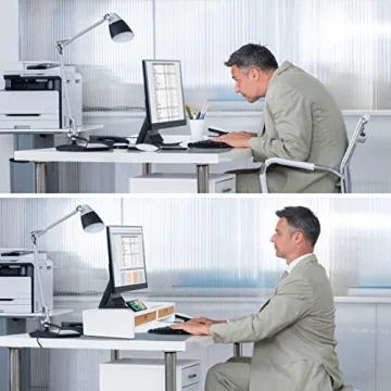 Stylish White Computer Monitor Stand with Drawers for Organizing