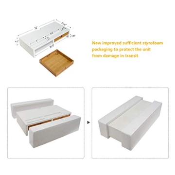 Stylish White Computer Monitor Stand with Drawers for Organizing