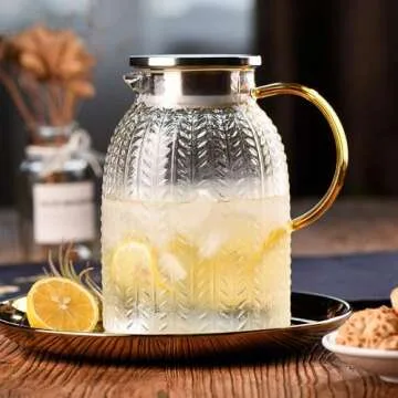 Warm Crystal Glass Water Pitcher for Hot and Cold Beverages