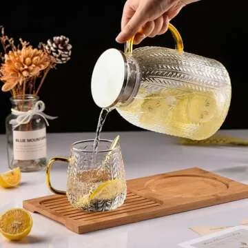 Warm Crystal Glass Water Pitcher for Hot and Cold Beverages