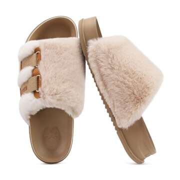 Faux Fur Slippers for Women with Arch Support