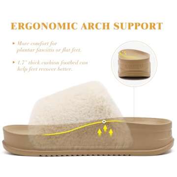 Faux Fur Slippers for Women with Arch Support