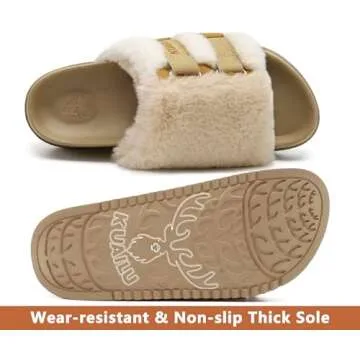 Faux Fur Slippers for Women with Arch Support
