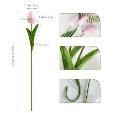 Nature’s Mimic 20pcs Pink Faux Silk Tulips Flowers Fake Flowers Bouquets 13.5" Mother's Day Easter...