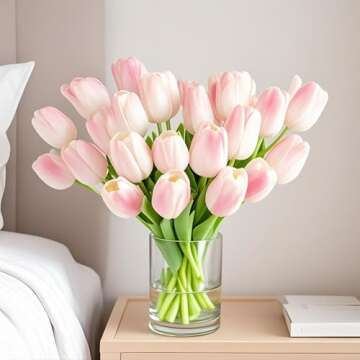 20pcs Pink Faux Silk Tulips for Home Decor and Gifting