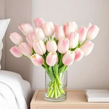 20pcs Pink Faux Silk Tulips for Home Decor and Gifting