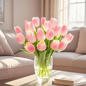 20pcs Pink Faux Silk Tulips for Home Decor and Gifting