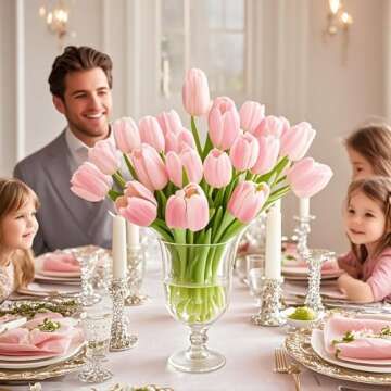 20pcs Pink Faux Silk Tulips for Home Decor and Gifting