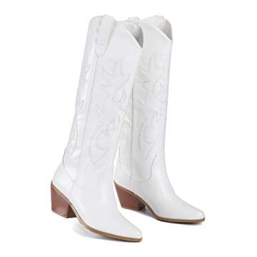Ojiaoer Cowboy Boots for women,Womens Embroidered Knee High Western Cowboy Boots,Comfortable Fashion...
