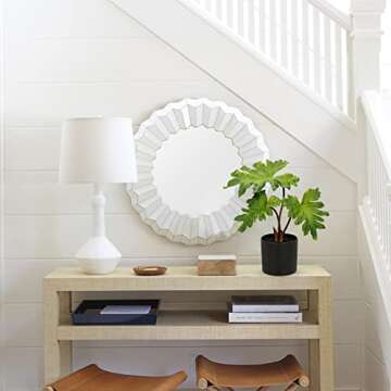 Hollyone Fake Plants Set of 2 Potted Faux Monstera Leaf Artificial Alocasia Plant in Matte Black Pot Greenery Aesthetic House Plants for Home Decor Indoor Bathroom Table Shelf Desk Office Decoration