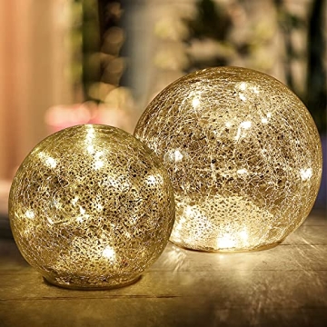 Mercury Crackle LED Glass Globes - Elegant Decor for All Occasions