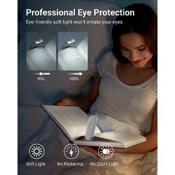 DEWENWILS Book Reading Light with Clip, USB Rechargeable Booklight for Reading in Bed, Eye Care LED ...