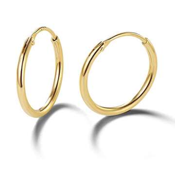EPIRPRA Silver Hoop Earrings- Cartilage Earring Small Hoop Earrings for Women Men,4 Pairs of Hypoallergenic 925 Sterling Silver Tragus Earrings(Gold,8mmx2+10mmx2)