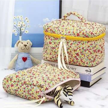 Elegant Quilted Cotton Makeup Bag for Women - PAZIMIIK