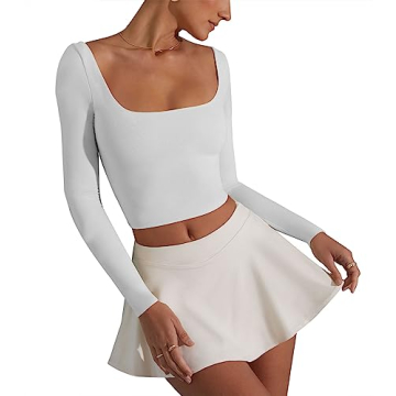 Stylish CUHUDA Women's Long Sleeve Crop Top Comfortable Fit