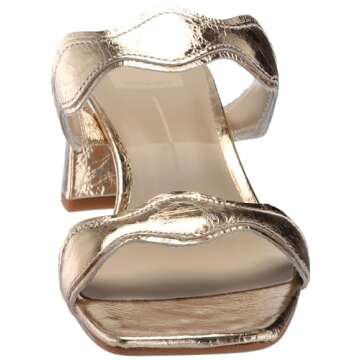 Dolce Vita Ilva MID Heeled Sandal - Gold Distressed Leather