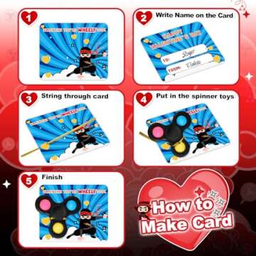 24 Pack Valentine's Day Cards for Kids with Fidget Spinners Toys, Sensory Fidget Toys for School Classroom Valentine's Gifts Exchange, Spinners Toys for Valentine's Party Favors