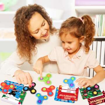 24 Pack Valentine's Day Cards for Kids with Fidget Spinners Toys, Sensory Fidget Toys for School Classroom Valentine's Gifts Exchange, Spinners Toys for Valentine's Party Favors