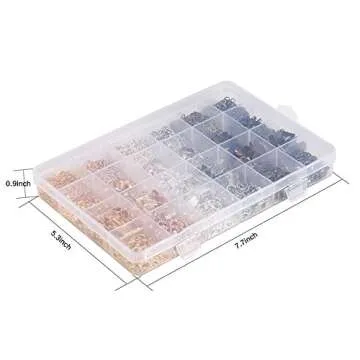 PP OPOUNT 24 Style 2400 Pcs/Box Jewelry Making Kit 6 Colors with Open Jump Rings, Lobster Clasps, Cord Ends and Ribbon Ends