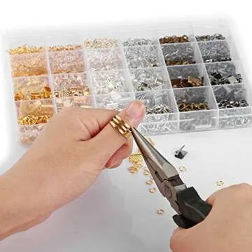 PP OPOUNT 24 Style 2400 Pcs/Box Jewelry Making Kit 6 Colors with Open Jump Rings, Lobster Clasps, Cord Ends and Ribbon Ends