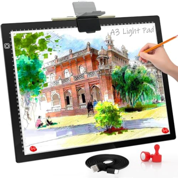 A3 Light Board, Light Pad for Diamond Painting, comzler 6 Levels&Stepless Dimmable Light Box for Tra...