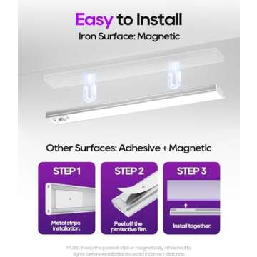 Under Cabinet Lighting 2 Pack, 2200mAh Motion Sensor Light Indoor, Under Cabinet Lights Wireless, Closet Lights, 62 LED Lights for Bedroom, Under Counter Lights for Kitchen