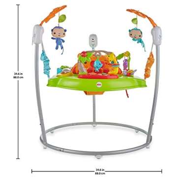 Fisher-Price Baby Bouncer Tiger Time Jumperoo Musical Activity Center with Lights Sounds & Developmental Toys