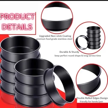 DATANYA Nonstick Crumpet Rings Set for Baking and Cooking