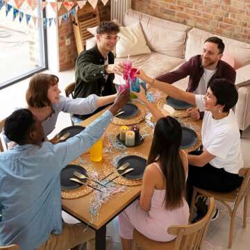 Supernal 150pcs Black Plastic Plates & Gold Cutlery Set