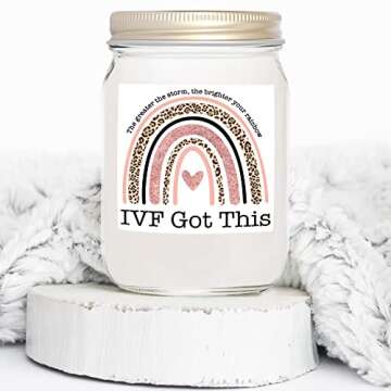 YouNique Designs Fertility Candle, 7 Ounces, IVF Gifts for Women, Infertility Gifts for Women, Encouragement Gifts for Women, White All Natural Soy Vegan Aromatherapy Candles (Lavender & Vanilla)