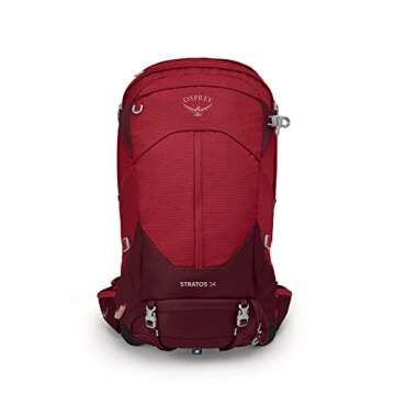 Osprey Stratos 34L Men's Hiking Backpack, Poinsettia Red