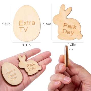 Easter Egg Tokens 24Pcs - Wooden Tokens with Engraved Sayings