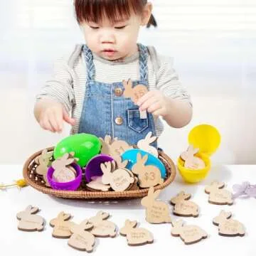 Easter Egg Tokens 24Pcs - Unique Wooden Fillers for Eggs