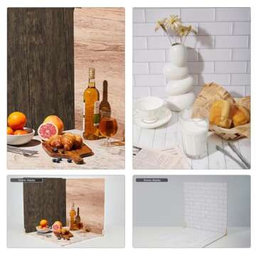 5 PCS 24X24 Inch Boards Photo Backdrop for Flat Lay, Food Photography Background, BEIYANG