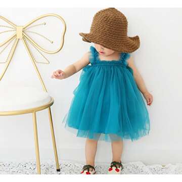 LYXIOF Baby Girls Tutu Dress Toddler Tulle Sleeveless Princess Sundress Blue 9 Months