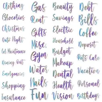 Chinco 34 Pcs Budget Stickers for Cash Envelope Colorful Cash Binder Labels Stickers Budget Binder P...