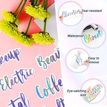 Chinco 34 Pcs Budget Stickers for Cash Envelope Colorful Cash Binder Labels Stickers Budget Binder Planners Decals Holographic Vinyl Label Decal for Finance Planner A6 Budget Binder(Silver Ink Color)