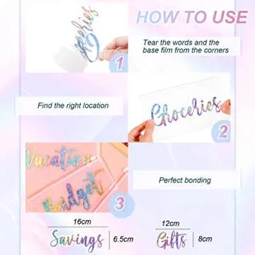 Chinco 34 Pcs Budget Stickers for Cash Envelope Colorful Cash Binder Labels Stickers Budget Binder Planners Decals Holographic Vinyl Label Decal for Finance Planner A6 Budget Binder(Silver Ink Color)