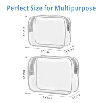 PACKISM Clear Makeup Bags, 2 Pack Quart Size Travel Bag TSA Approved Clear Travel Bags for Toiletries, Clear Cosmetic Bags Carry on Clear Toilety Bag TSA Approved Toiletry Bags, Grey